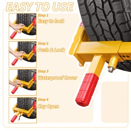 Trailer Wheel Lock Wheel Clamp Lock 2 Packs Universal Security Tire Lock Adjustable Anti Theft for Trailers SUV Boats ATV's Motorcycles Golf Cart ﻿