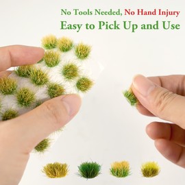 Warmtree 80 Pcs Static Grass Tuft Flower Cluster Vegetation Groups Self Adhesive Artificial Model Grass Tufts Shrubs Tuft for Train Landscape Railroad Scenery Model Miniature Bases and Dioramas
