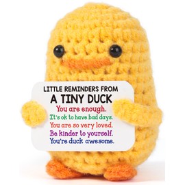 MBL Inspirational Positive Crochet Duck - Handmade Little Reminders Emotional Uplifting Support Mental Health Knitted Duck for Women College Student Birthday Graduation Christmas Stocking Stuffers
