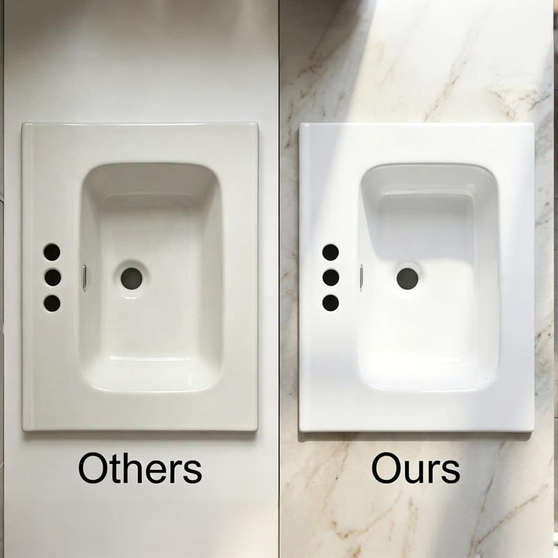 24" x 18.1" Glossy White Ceramic Drop-in Bathroom Sink, 3-Hole