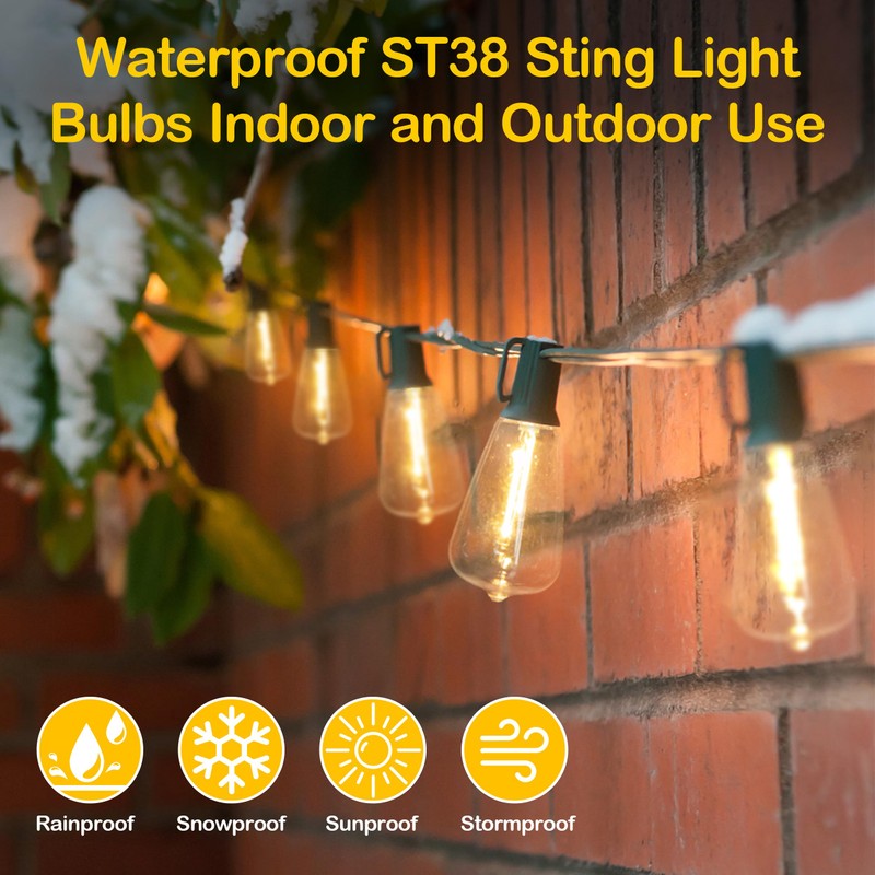 25 Pack Edison E12/C7 Low Wattage Outdoor Light Bulbs -