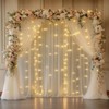 Fomcet Champagne Backdrop Curtains with Lights String 10X10FT Polyester Fabric