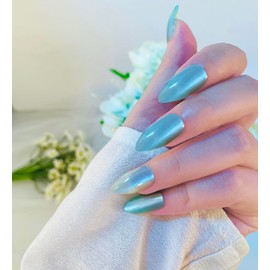 Press on Nails Medium Almond 24 pcs Grey Pink Blue Black French Tip,Blingbrione Reusable Brown Flower Bow Fake Nails Stick on Nail Lace Butterfly Glue on Nail for Women