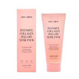 SUN & GLOW Intensive Collagen Peel-Off Mask Pack, Hydrolyzed 300da Low-Molecular Collagen(300da Peptides), 10 Types of Seed Oil, Korean Skincare, Gel Type Home Care Wrapping Mask (2.82 oz, 80g)