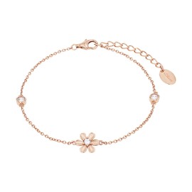s.Oliver 2035513 Women's Bracelet 925 Sterling Silver with Synthetic Zirconia 17 + 3 cm White Flower Comes in Jewellery Gift Box, Sterling Silver, Synthetic zirconia.