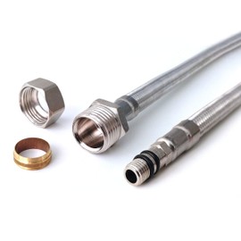 Pair of M10 x 15mm Compression Flexible Tap Connectors 500mm Length | Each Pack is a Pair | Ideal for Basin and Bath Mixer Taps | WRAS Approved Flexi Hoses for Bathroom Plumbing (1 Pack)