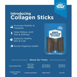 Best Bully Sticks Small Collagen Stick 5 Pack – Great Tasting, Highly Digestible, Single-Ingredient Dog Chew Promotes Dental Health (6-Inch, 5-Count)