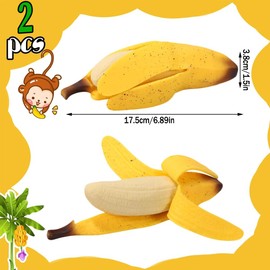 Banana Squishy Toy 2PCS Simulation Banana Stress Relief Fidget Toy Stress Balls for Adults Office Desk Squeeze Toys for Kids