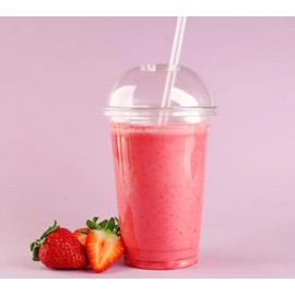 HOT BARGAINS 100 X Smoothie Cups with Lids Milkshake Cups with Dome Lids Slush Cups Size 20oz / 568ml Reusable Plastic (Extra Large)