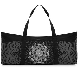 Gonex Yoga Mat Bag, Extra Large Canvas Gym Bag with Waterproof Pocket Metal Zipper, Fits Mat & Blocks, Stylish Yoga Mat Carrier for Women, Ideal for Yoga, Pilates, Workout, Travel, Black