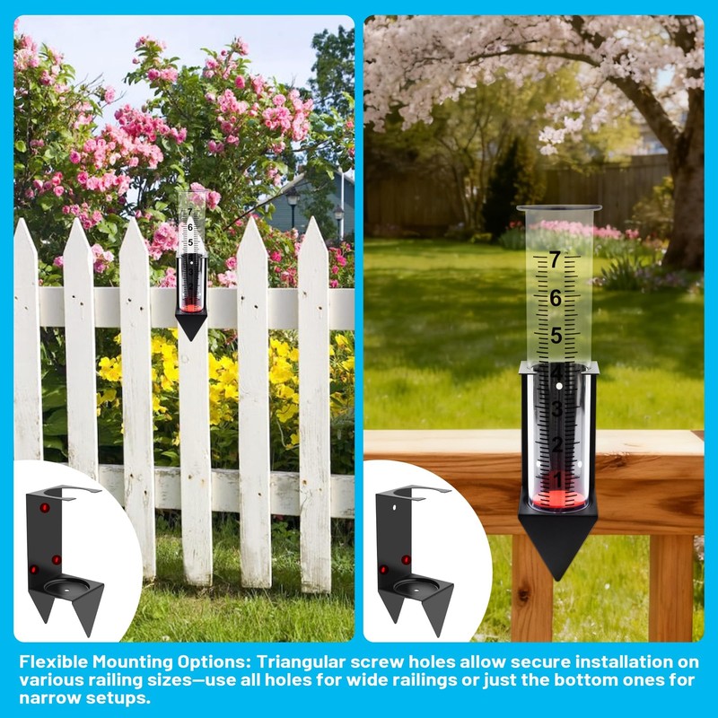 AQKILO Rain Gauge Outdoor with Bracket, 7 Inch Easy-Read Removable