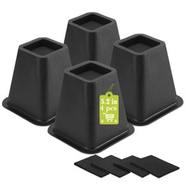 Yookwutar 4 Pack Furniture Risers 6 Inch, Bed Risers Heavy Duty for Table Desk Couch Chair Sofa Cabinet Bed Frame Dorm, Square Table Leg Risers Lift Height 6", Black
