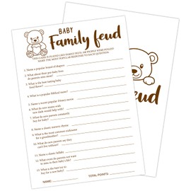 ZEDEV 30 PCS Cute Bear Baby Shower Family Feud Game Baby Shower Game with 1 Answer Card for Boy Girl, Trivia Activity Gender Neutral Party Supplies & Decor-C05