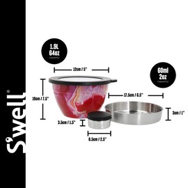 S'well Salad Bowl Kit, Rose Agate, 1.9L - Salad Lunch Box with Condiment Container and Removable Tray - Leak-Proof and Dishwasher Safe
