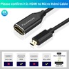 FUJIAXUN Micro HDMI to HDMI Adapter, 8K@60Hz/4K@120Hz Bidirectional Cable HDR