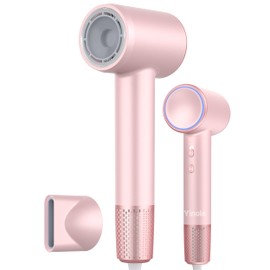 Yinole Hair Dryer 160000 RPM High-Speed Brushless Motor, Fast Drying for All Hair Types, Negative Ionic Blow Dryer 3 Temps & 2 Speeds, Control Quiet Compact Hair Blow Dryer for Home & Travel Use -Pink