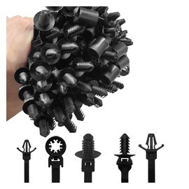 DUSCOKE 110PCS Automotive Push Mount Cable Zip Ties, Heavy Duty Nylon Car Mount Wire Ties with Assorted Sizes, Self Locking UV Resistant Harness Clips for Car, Indoor Wire Bundling, Construction