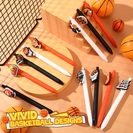 Engrowtic 12 Pcs Basketball Pen Sports Ballpoint Pens Sports Themed Birthday Supplies Basketball Writing Pens Bulk Black Ink Pens Gifts for Students Stationery Office Classroom Party Favors