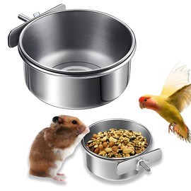 Tazas de alimentación para loros, comedero para jaula de pájaros y tazón de agua, cuencos a prueba de masticación con soporte de abrazadera para loro, cacatúas, conuras, Budgie, guacamayo y animales