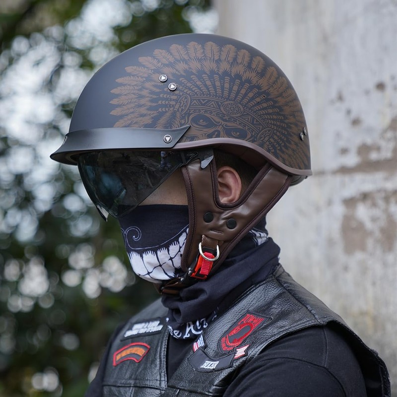VCOROS Half Helmet Motorcycle DOT Approved Open Face Helmet with