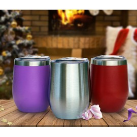 CHILLOUT LIFE 12 oz Stainless Steel Tumbler with Lid & Gift Box - Wine Tumbler Double Wall Vacuum Insulated Travel Tumbler Cup for Coffee, Wine, Cocktails, Ice Cream - Sweat Free, BPA Free