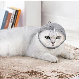 Cat Muzzle for Grooming, Adjustable Transparent Anti-Bite Cat Mask for Nail Clipping (Grey S)