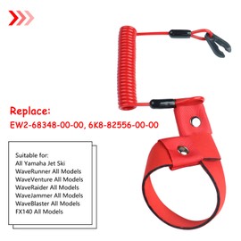 5PCS Boat Kill Switch Lanyard Marine Jet Ski Lanyard Wrist Strap Replace EW2-68348-00-00 for All Yamaha Outboard Motor Engine Safety Stop Tether Red