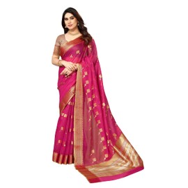 Sidhidata Kota Doria - Sari de algodón para mujer, estilo jacquard, con blusa sin costuras (cuadro Butta), Rani, Talla única