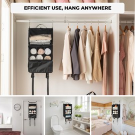 GRANNY SAYS Hanging Packing Cubes for Travel, Large Portable Hanging Suitcase Organizer, Foldable Compression Luggage Organizer Bags for Clothes, Carry on Closet Suitcase, XL-Black Travel Shelves