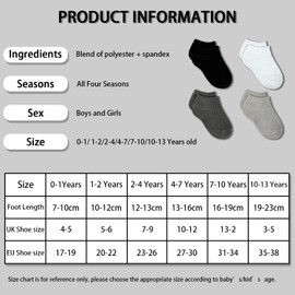 GENTABY Boys Girls Socks - Unisex Toddler Black White Grey Low Cut Socks - 25 Pairs for 0-13 Years Toddler Newborn School Durable Socks, Black, white, dark grey, light grey