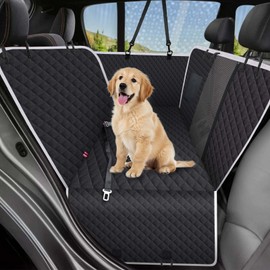 Car Seat Cover for Dogs, Non-Slip Waterproof Dog Cover Back Seat, Extra Large Mesh Window Dog Car Hammock Seat Cover，Breathable Cover for Dogs in Car for Trucks SUV Most Cars (Black with Mesh)