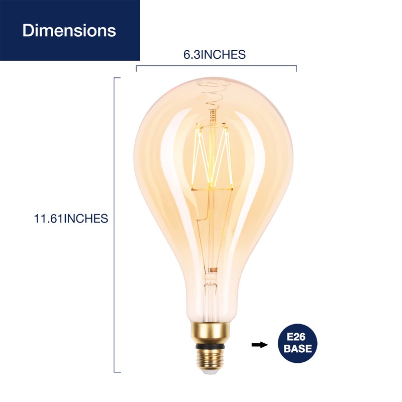 FLSNT LED Large Decorative Pendant Light Bulbs 60W Equivalent, Dimmable