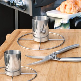 bremermann 2 x Chicken Grillers with Poultry Scissors 3-Piece Set Stainless Steel Chicken Roaster Dishwasher Safe