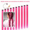 Beavorty 20 Piezas Extensiones De Cabello Rosa Clip De Color