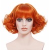 Rugelyss Short Curly Wavy Auburn Copper Red Wig with Bangs