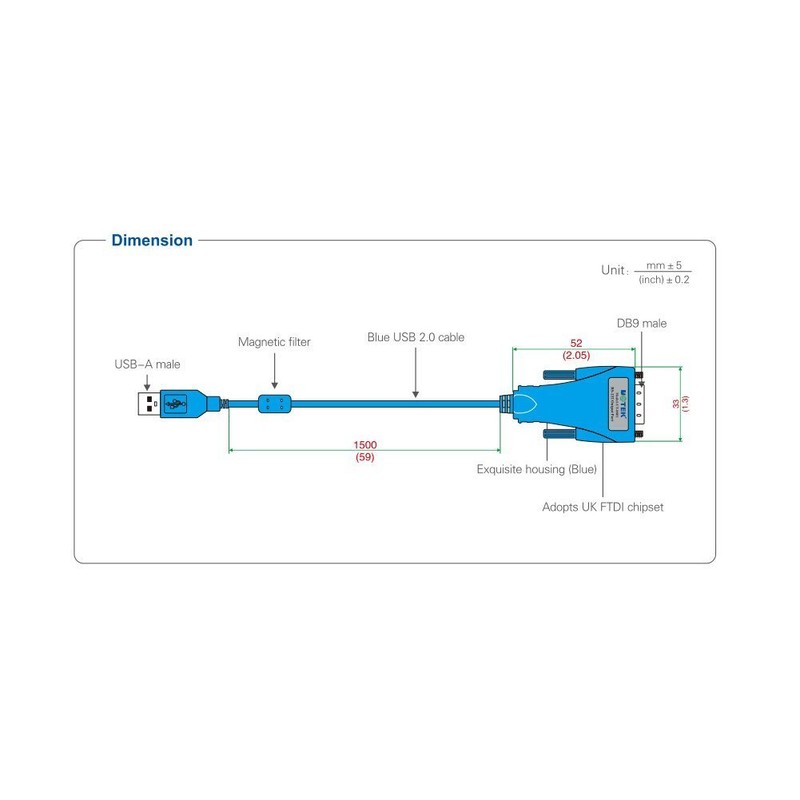 UTEK UT-8801 Convertidor USB a RS-232 de 1,5 m de