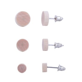 3 Pairs Wooden Stud Earrings for Men Women, Round Circle Shape Simple Deisgn of 6mm 8mm 10mm