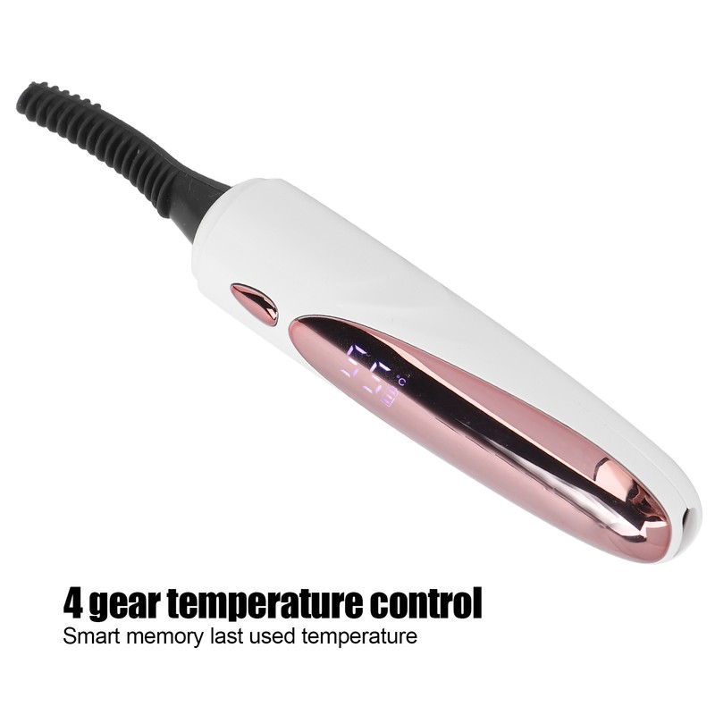 Heated Eyelash Curler Rechargeable Silicone Brush Head Portable Electric Eyelash