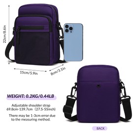 Lohol Small Shoulder Bag for Men & Women, Shoulder Bag, Messenger Bag, Sling Bag, Crossbody Bag for Work, Travel, Everyday Life, purple, messenger