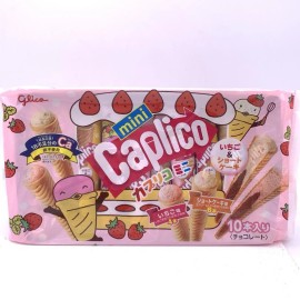 Glico Wafer Cone Caplico Mini Big Bag -Strawberry & Shortcake 89g