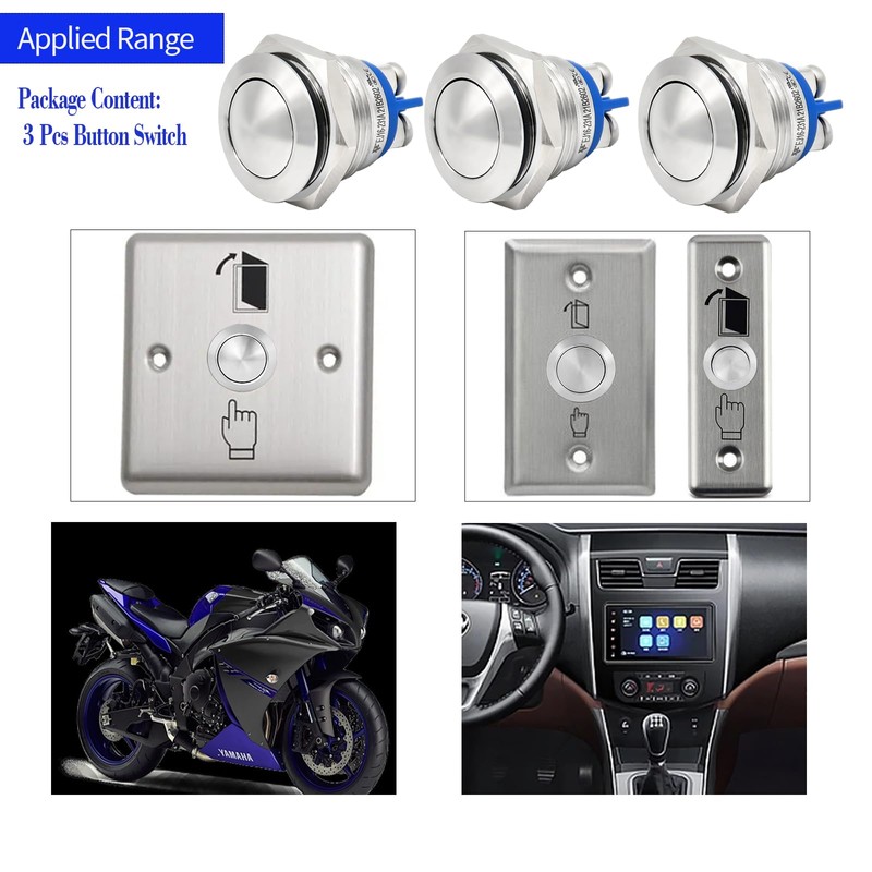 3PCS 16mm Momentary Push Button Switch Waterproof IP67 0.63" Domed