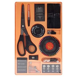ZKH Dressmaking Box with Basic Sewing Accessories Starter Pack for Budding Sewers, Sewing Sets (87-Piece / 28.05 x 18.5 x 2.5 cm)