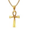 HUANIAN Men's Stainless Steel Coptic Anka Cross Religious Pendant Necklace,