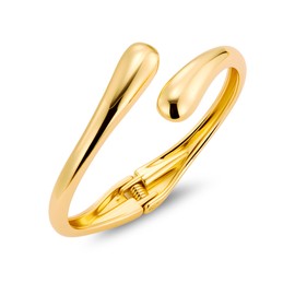 ALEXCRAFT Sterling Silver 925 Women's Bangle, Hypoallergenic 14K Gold-Plated Bracelets, Simple Open Adjustable Bangle, Chunky Chunky Thick Large Water Drop Hug Bracelets Women's Jewellery