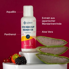 LOBEY Augen Make-up Entferner – Sanfter Augenreiniger – Entfernt Mascara & Eyeliner – Ölfrei & ohne Parfüm – Mit Aloe Vera & Panthenol – Für Empfindliche Haut & Kontaktlinsenträger (100 ml)