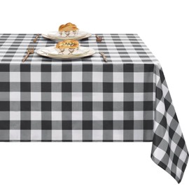 XWZO Checkered Rectangle Tablecloth - Waterproof, Oil-Proof and Spill-Proof Wipeable Plaid Table Cloth for Kitchen Dining, Indoor or Outdoor Parties and Daily Use, 54 x 80 Inch, Black and White