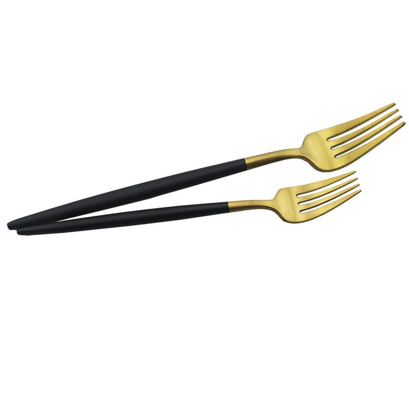 JASHII Luxury Black Gold Flatware, Silverware Sets, 5-Piece Elegant Cute