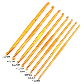 8PCS Golden Alumina Double Ended Crochet Hooks Knitting Needle Set Weave Craft Making Tool