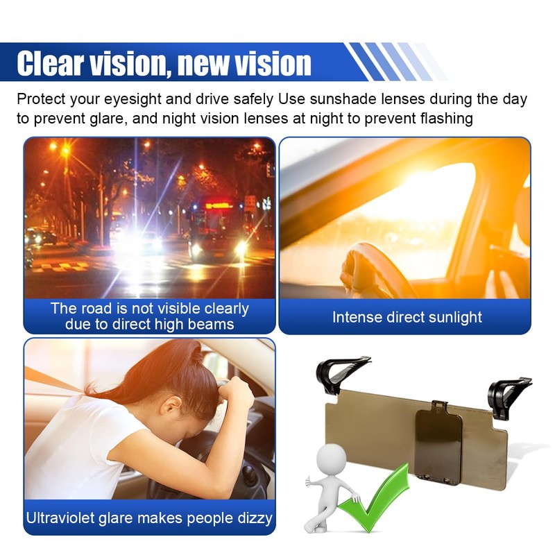 Anti-Glare Car Sun Visor Extender, 2 in 1 Day and