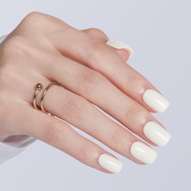 Modelones Milky White Press on Nails, Short Square Fake Nails, Reusable Nail Kit with Nail Glue Adhesive Tabs Mini Nail File, Nails Press Ons 32Pcs16 Sizes, Women Girl Gift